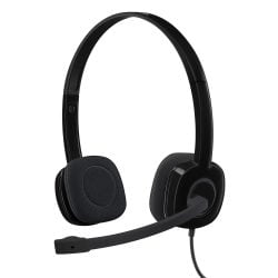Logitech H151 Wired Headset with Noise-Cancelling Boom Microphone, 3.5 mm Analog Stereo for PC/Mac/Laptop, Black