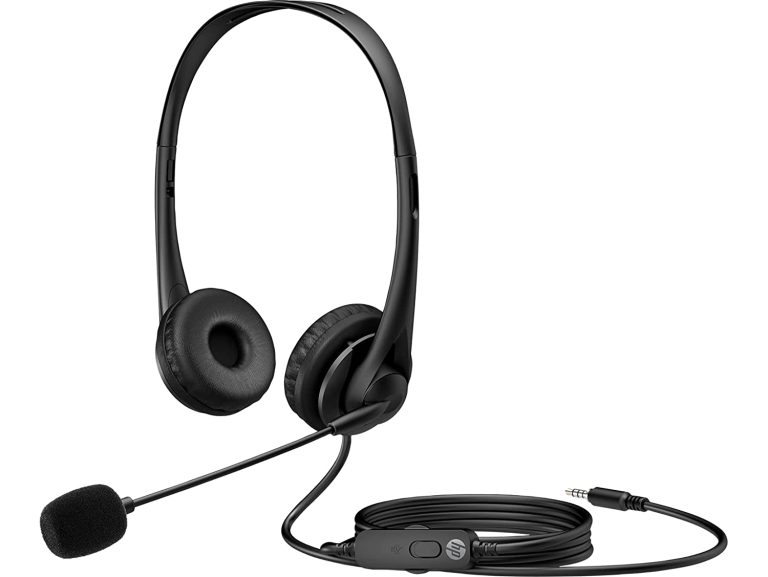 HP Stereo 3.5mm Headset G2 with Mic, Vegan Leather earcups, Flexible Boom mic, in-line Volume Control and Mute Button, (428H6AA)